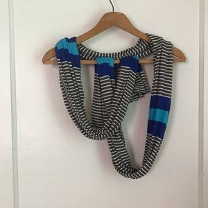 Blue and gray striped scarf